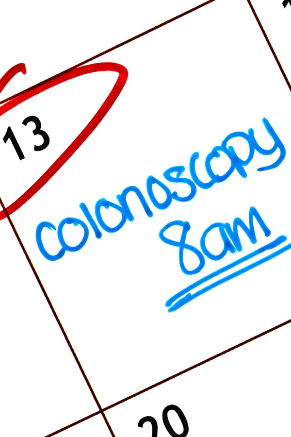 calendar date marking a scheduled colonoscopy